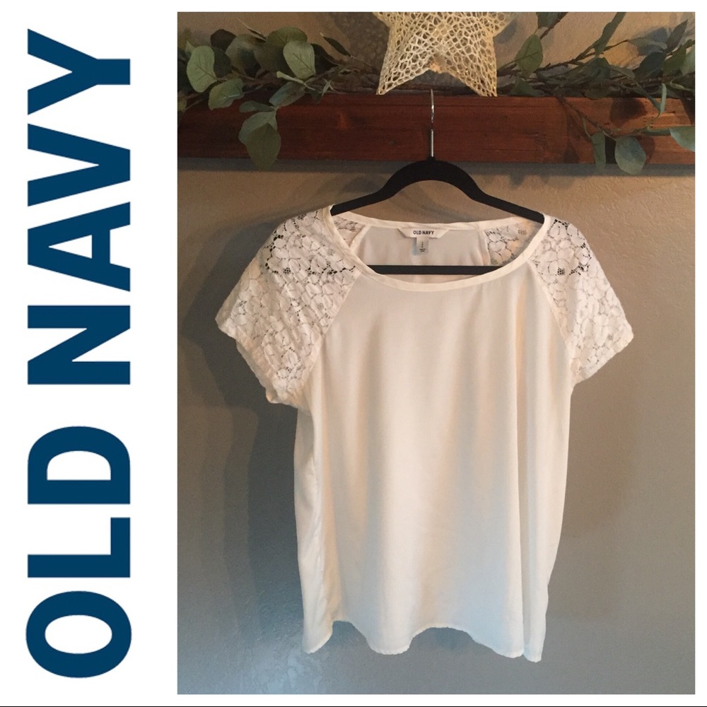 Old Navy White Tee with Lace Detail